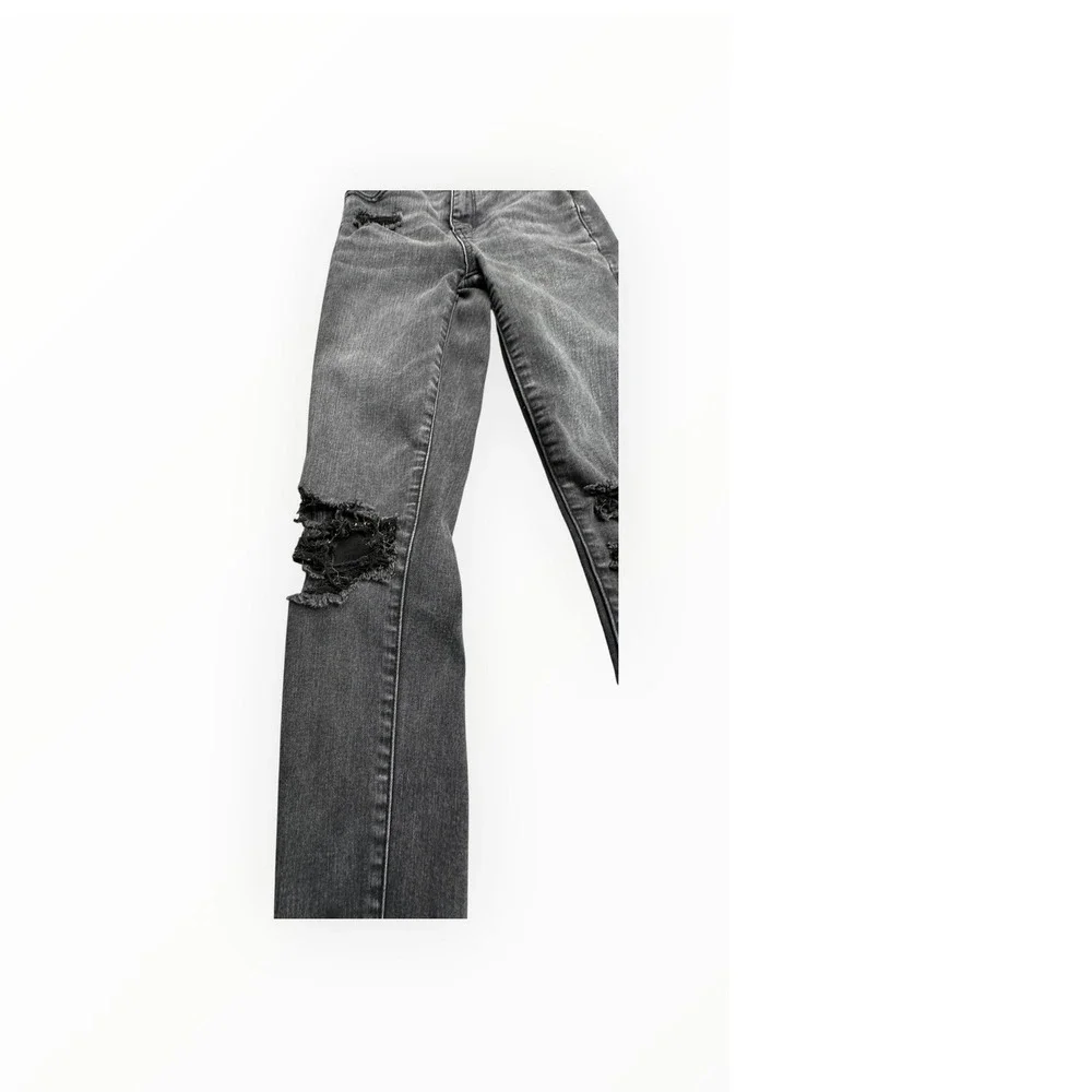 American Eagle Jegging Crop Womens 0 Black Next Level Stretch Distressed Raw Hem